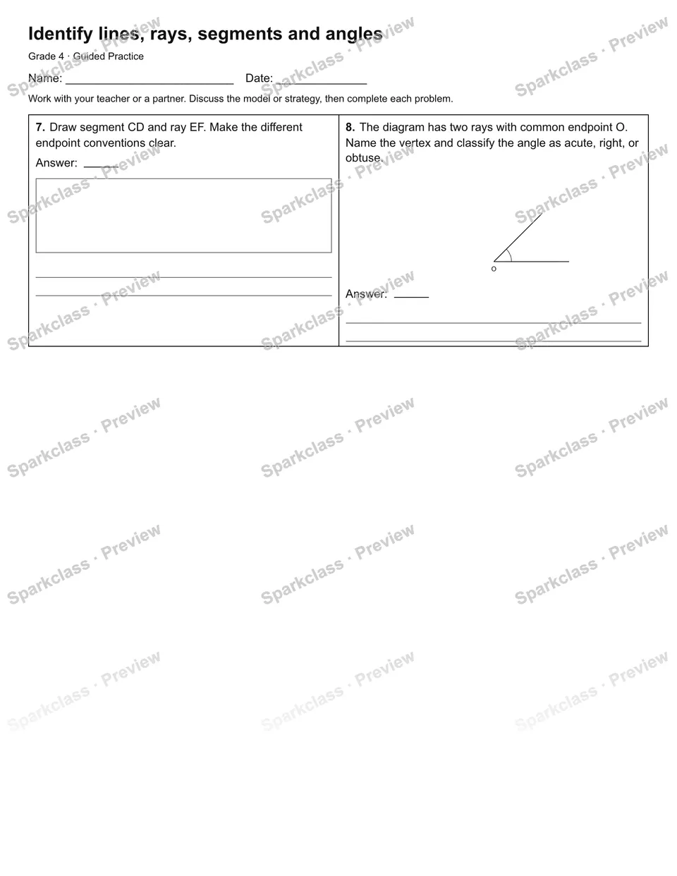 Identify lines, rays, segments and angles — Guided Practice — page 2