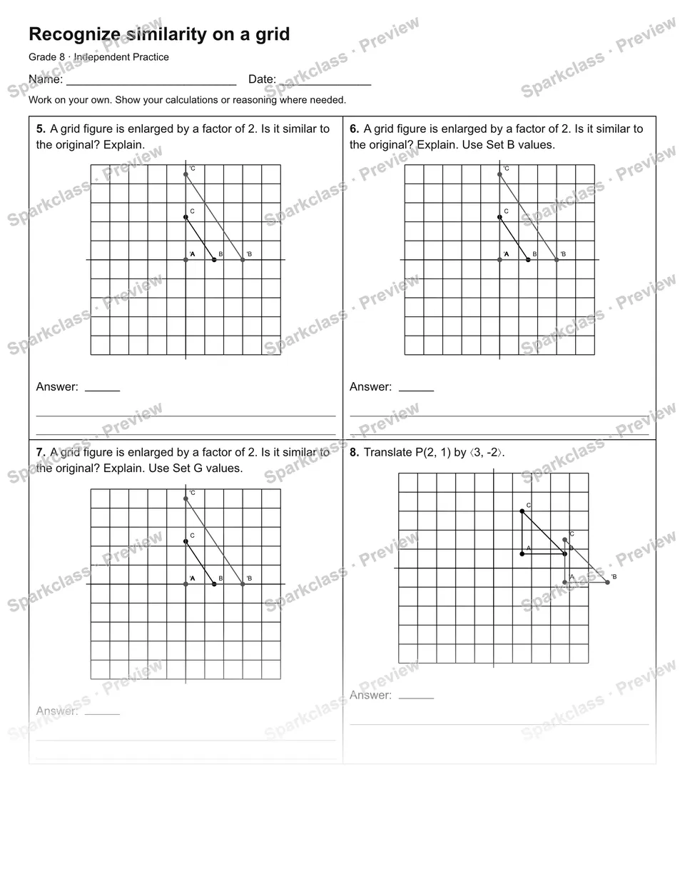 Recognize similarity on a grid — Independent Practice — page 2