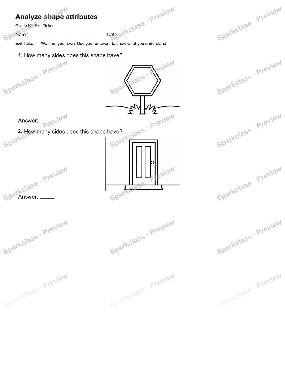 Analyze shape attributes — Exit Ticket — page 2