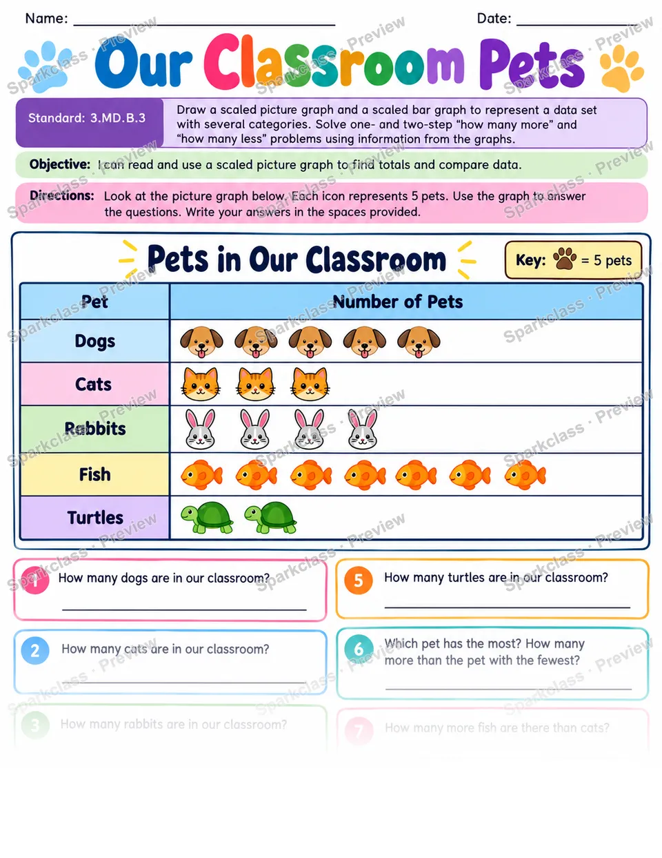 Read Scaled Picture Graph 02 — Grade 3 worksheet preview