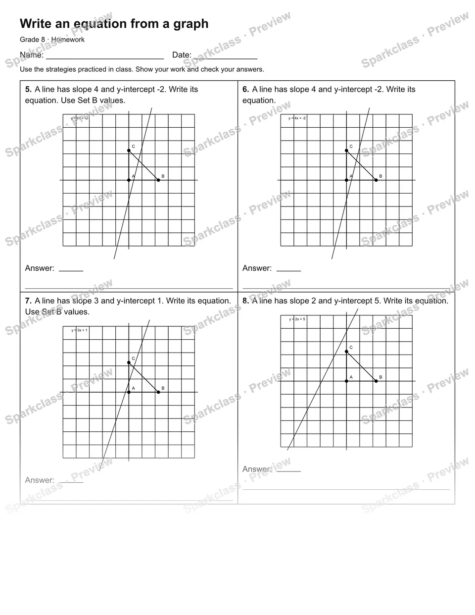 Write an equation from a graph — Homework — page 2