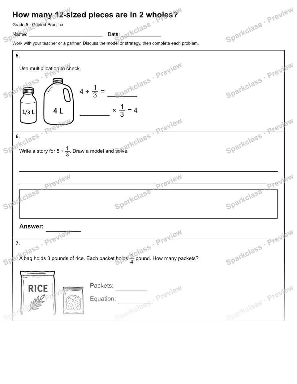 How many 12-sized pieces are in 2 wholes? — Guided Practice — page 2