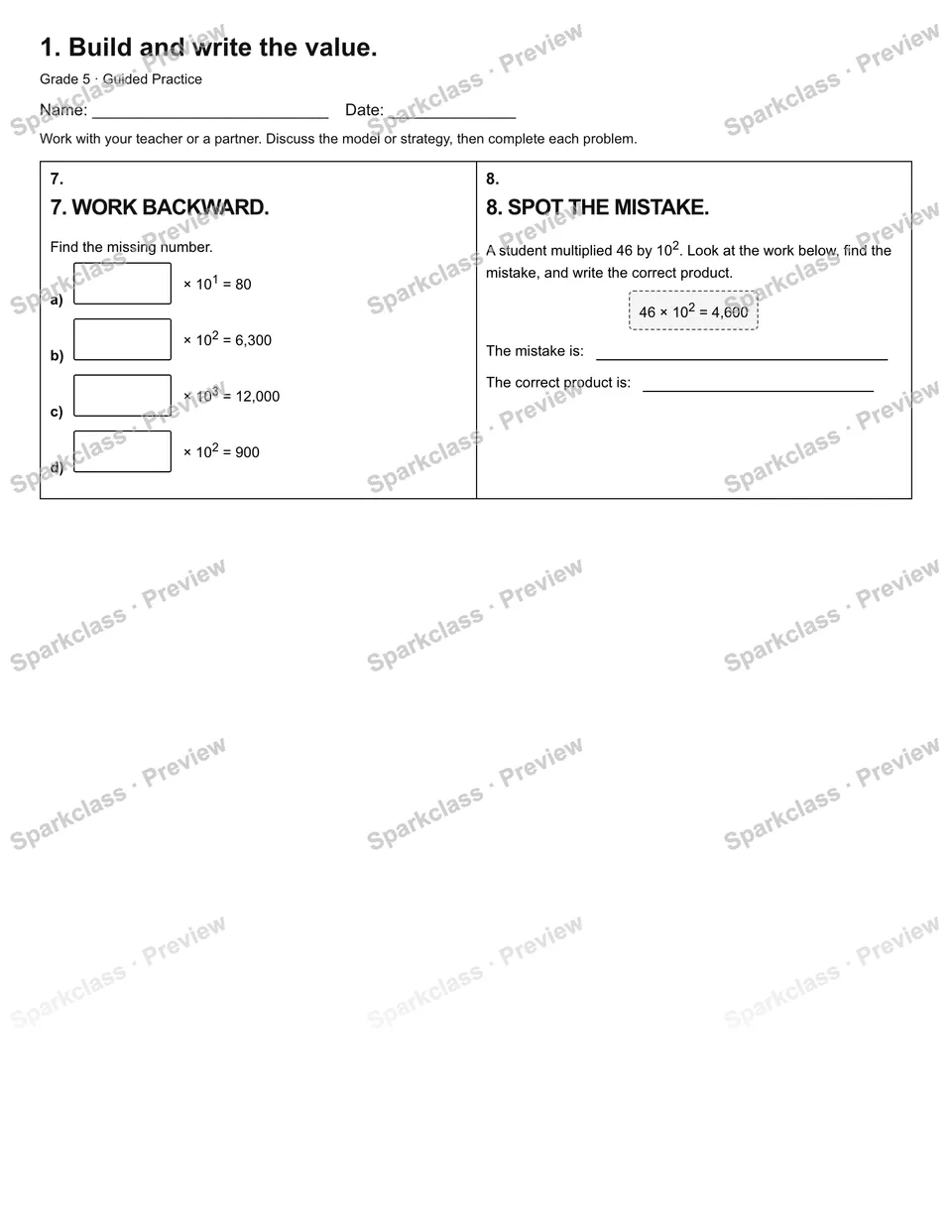 1. Build and write the value. — Guided Practice — page 2