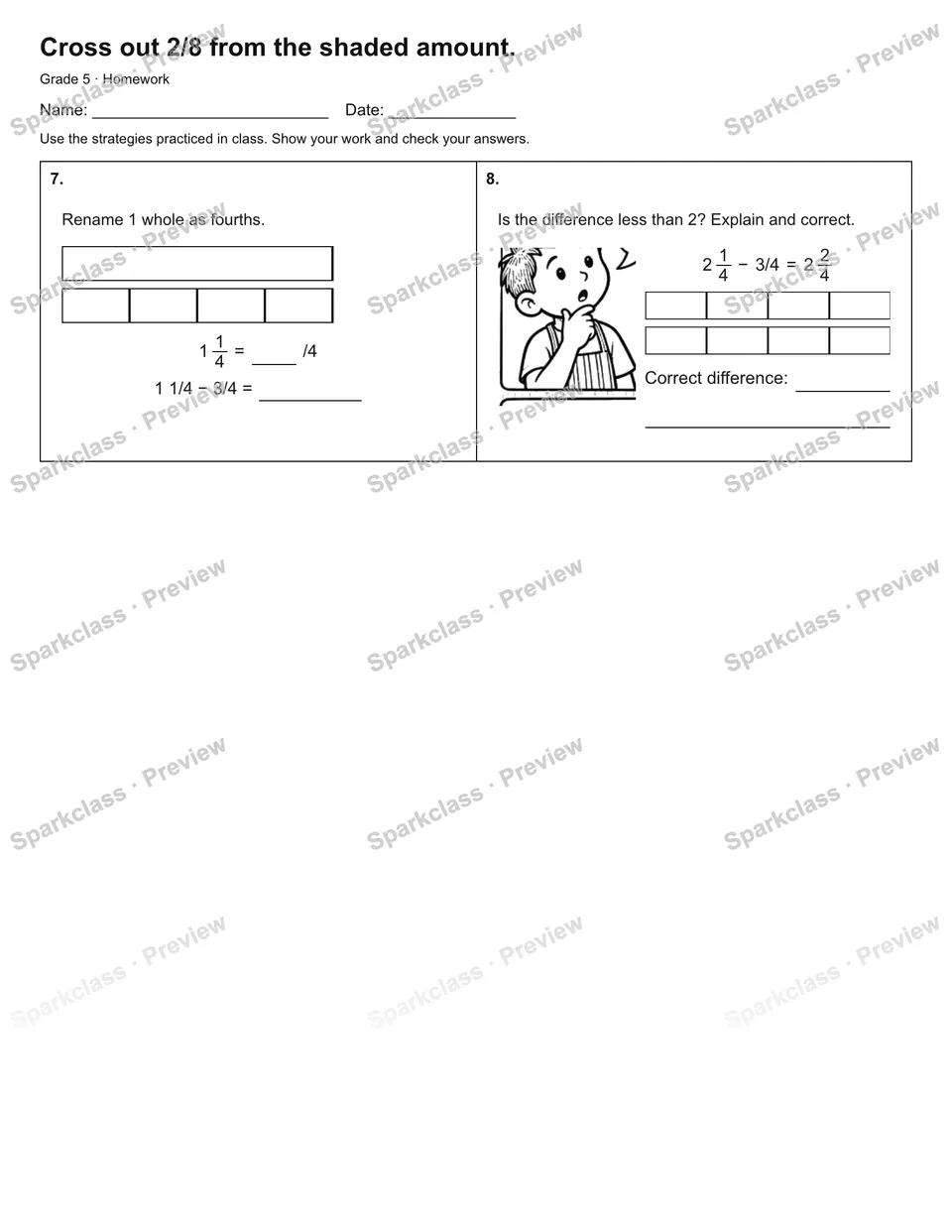 Cross out 2/8 from the shaded amount. — Homework — page 2