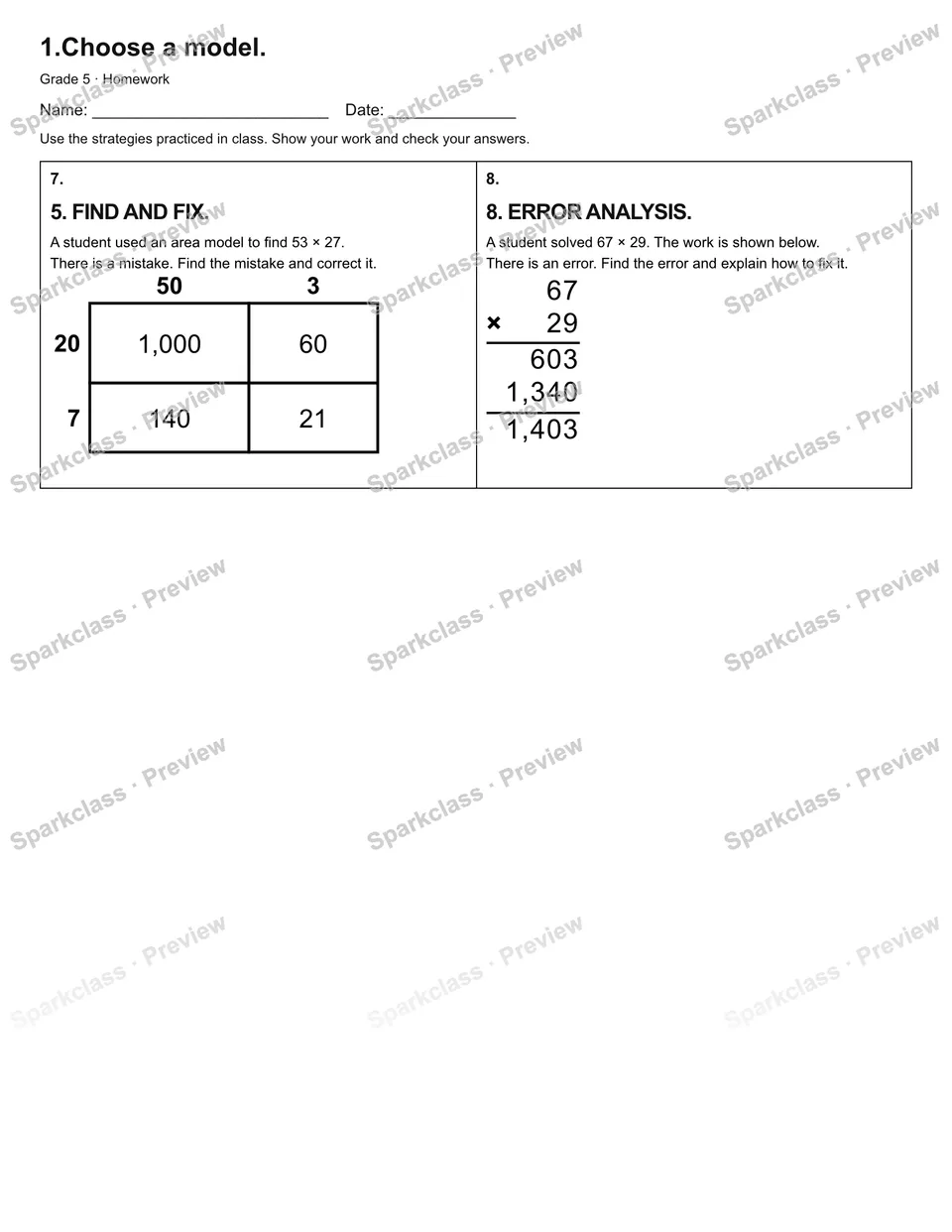 1.Choose a model. — Homework — page 2