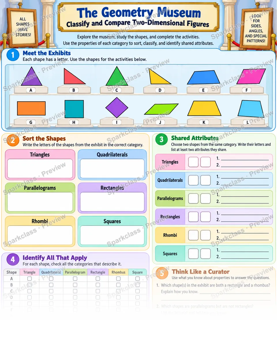 Geometry Museum · Shape Classification — Grade 5 worksheet preview