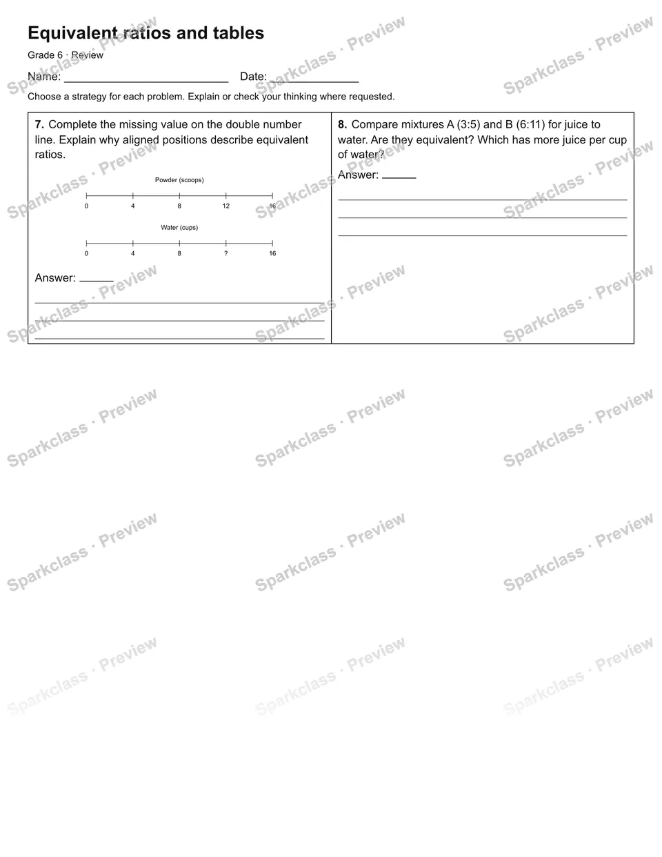 Equivalent ratios and tables — Review — page 2