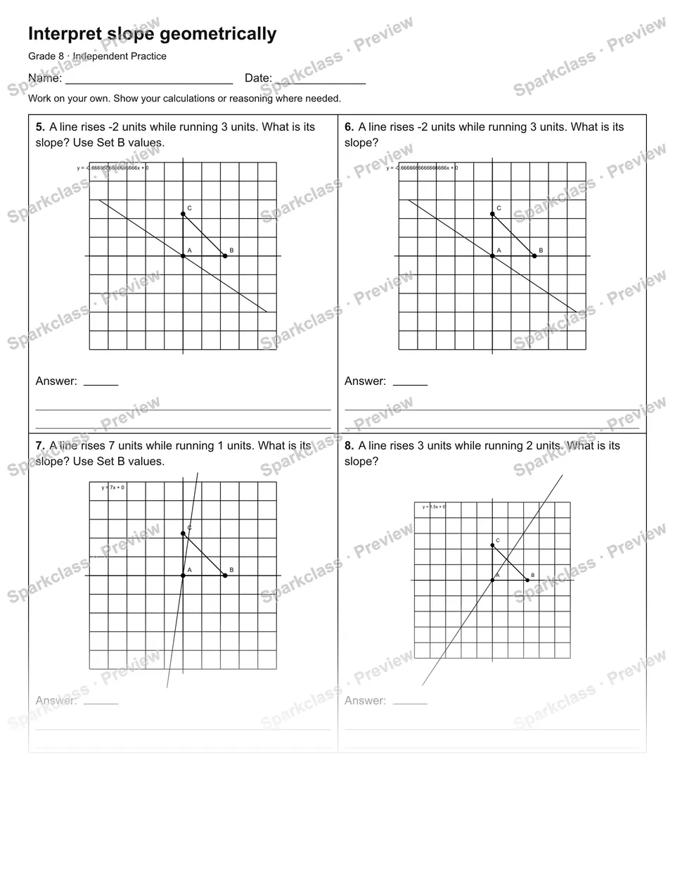 Interpret slope geometrically — Independent Practice — page 2