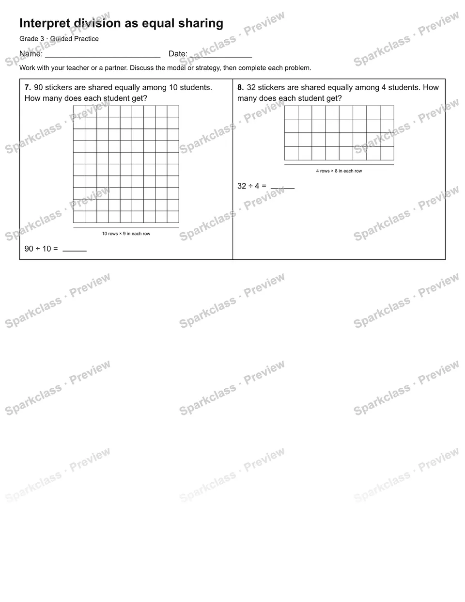 Interpret division as equal sharing — Guided Practice — page 2