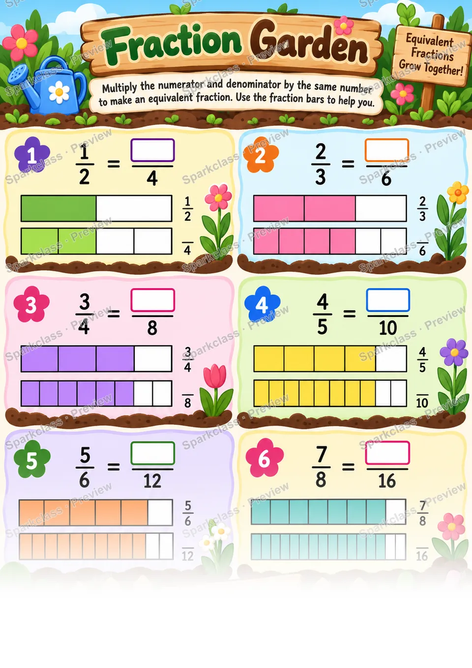 Generate Equivalent Fractions — Grade 4 worksheet preview