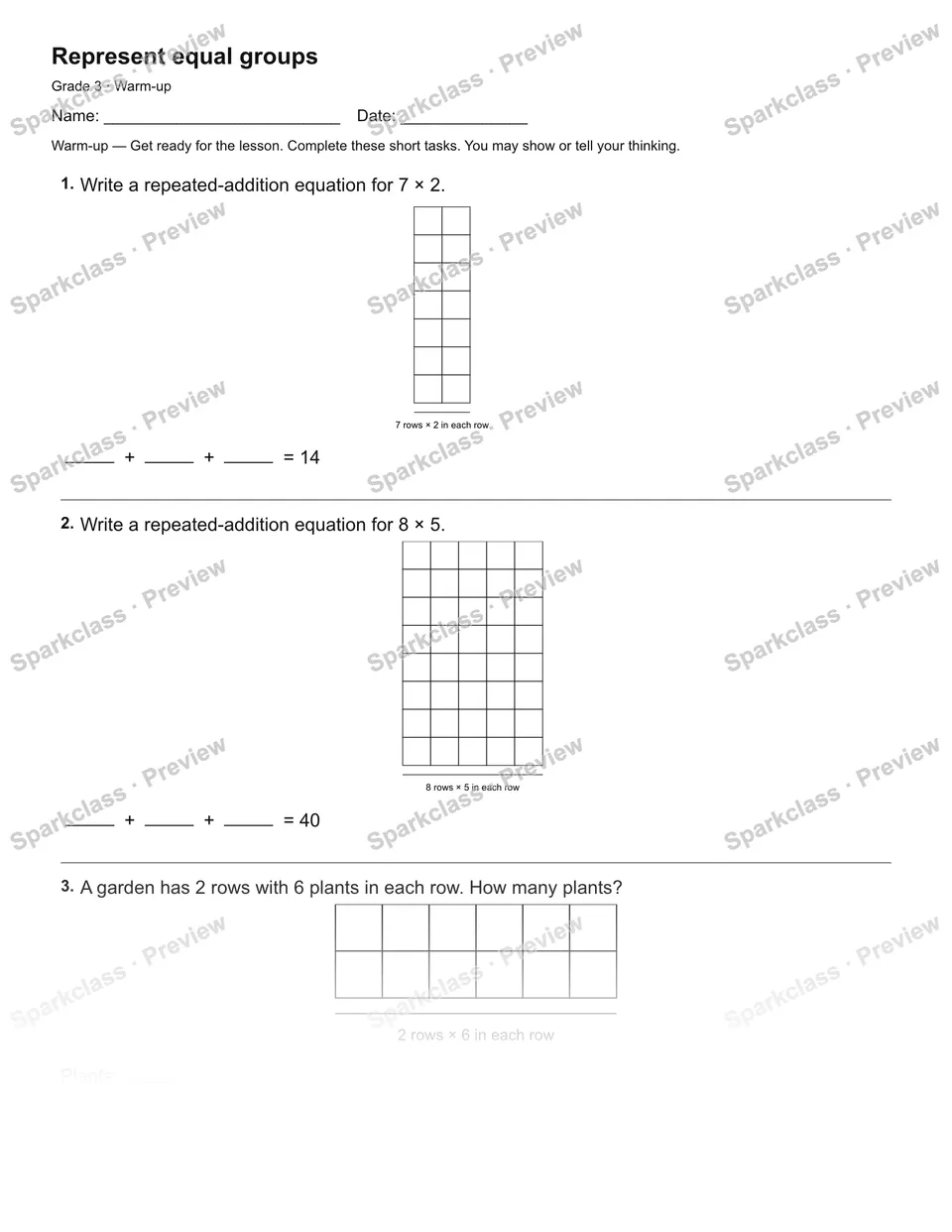Represent equal groups — Warm-up — page 2