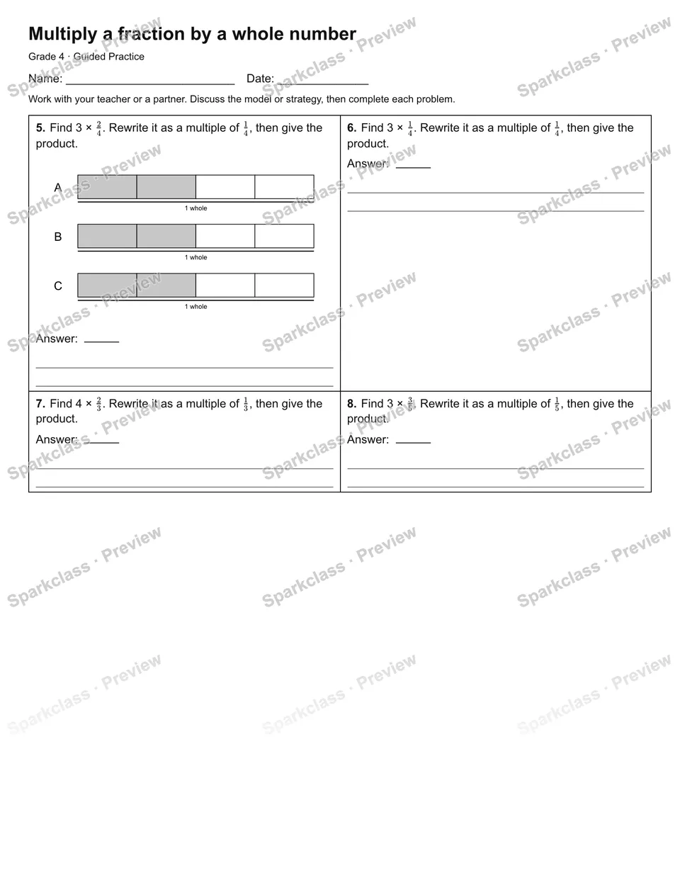 Multiply a fraction by a whole number — Guided Practice — page 2