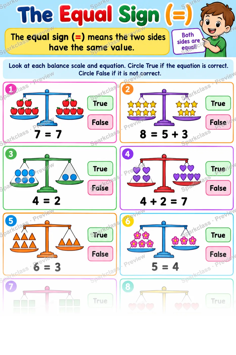Equal Sign Balance — Grade 1 worksheet preview