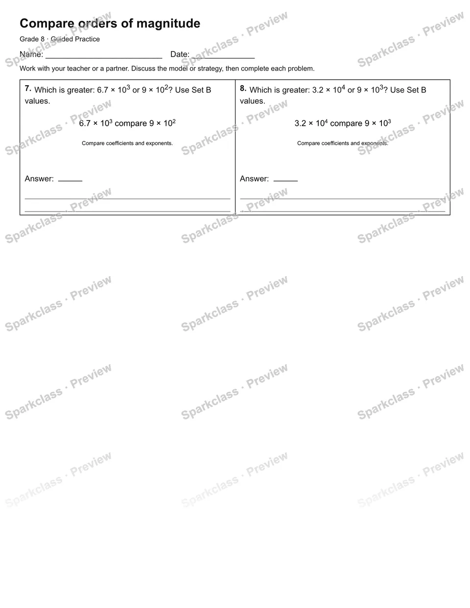 Compare orders of magnitude — Guided Practice — page 2