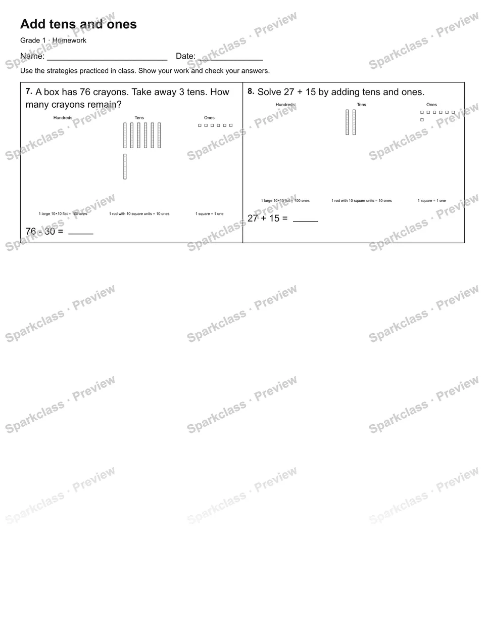 Add tens and ones — Homework — page 2
