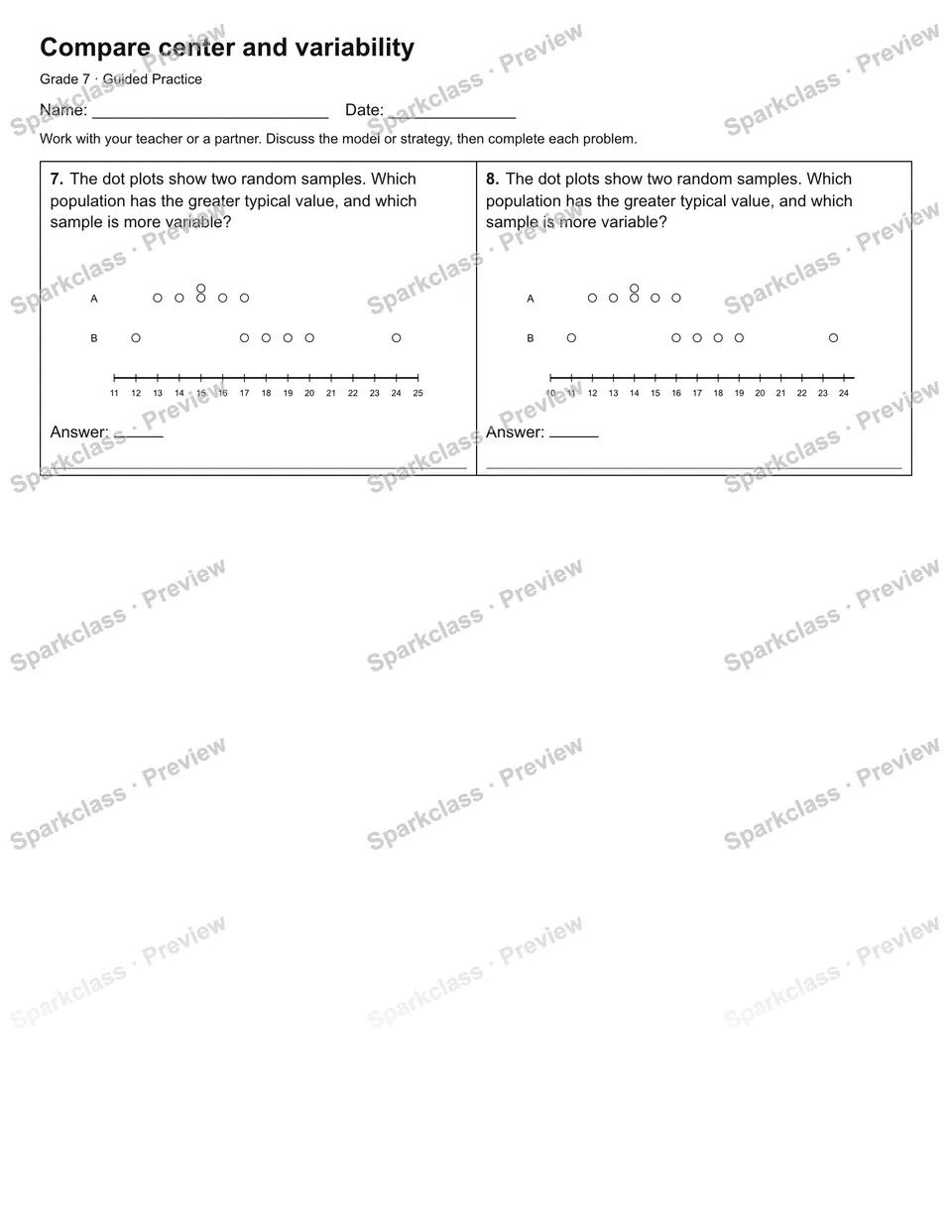 Compare center and variability — Guided Practice — page 2