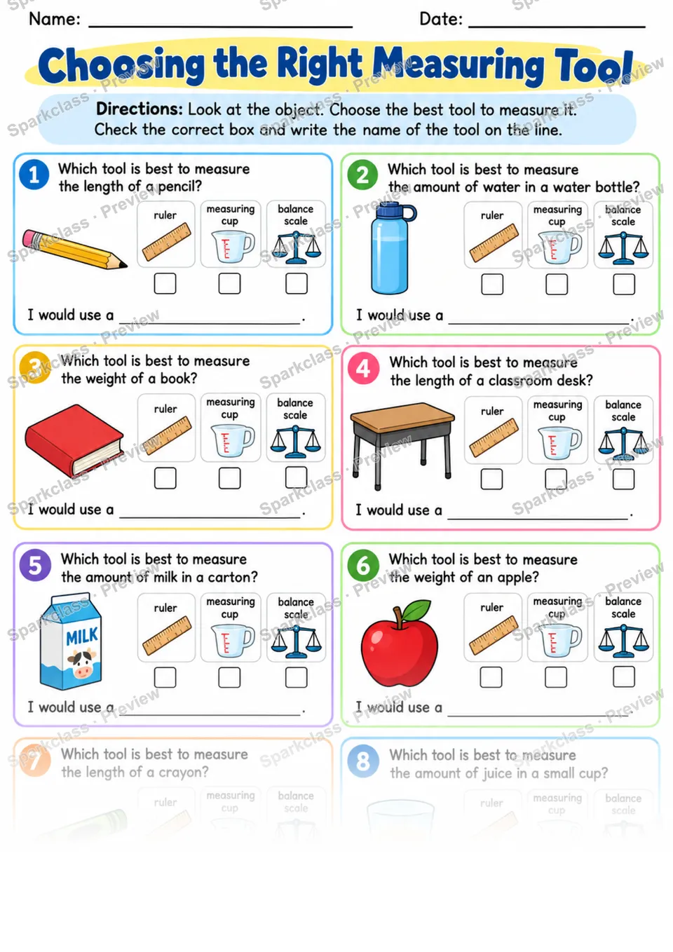 2.MD.A.1 · Measure Tools Warmup — Grade 2 worksheet preview