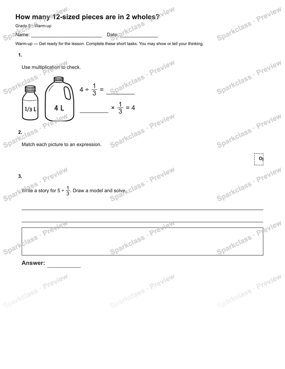 How many 12-sized pieces are in 2 wholes? — Warm-up — page 2
