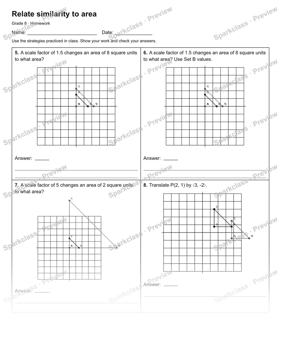 Relate similarity to area — Homework — page 2