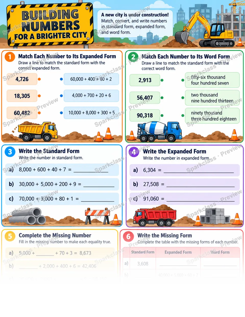 Expanded Form and Standard Form — Grade 4 worksheet preview