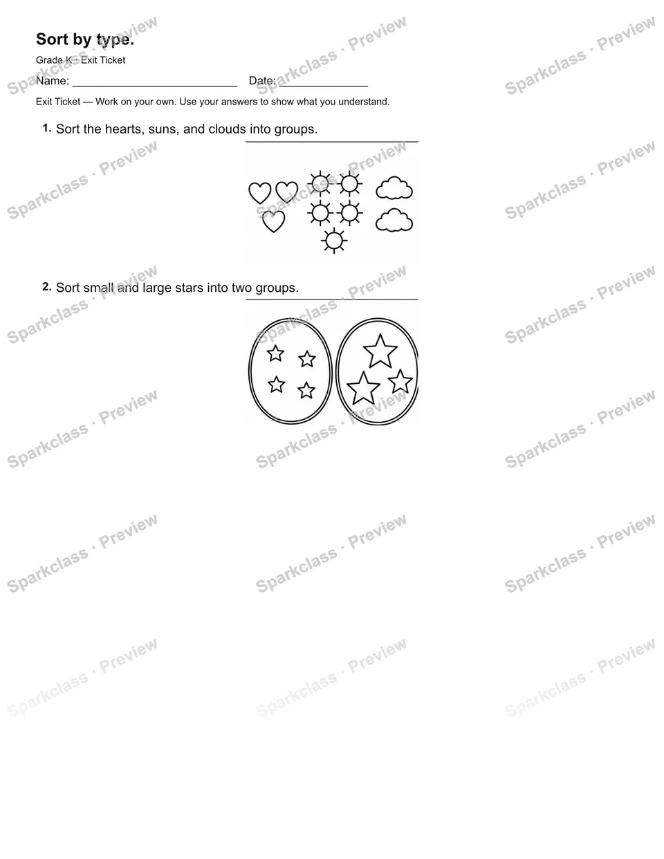 Sort by type. — Exit Ticket — page 2