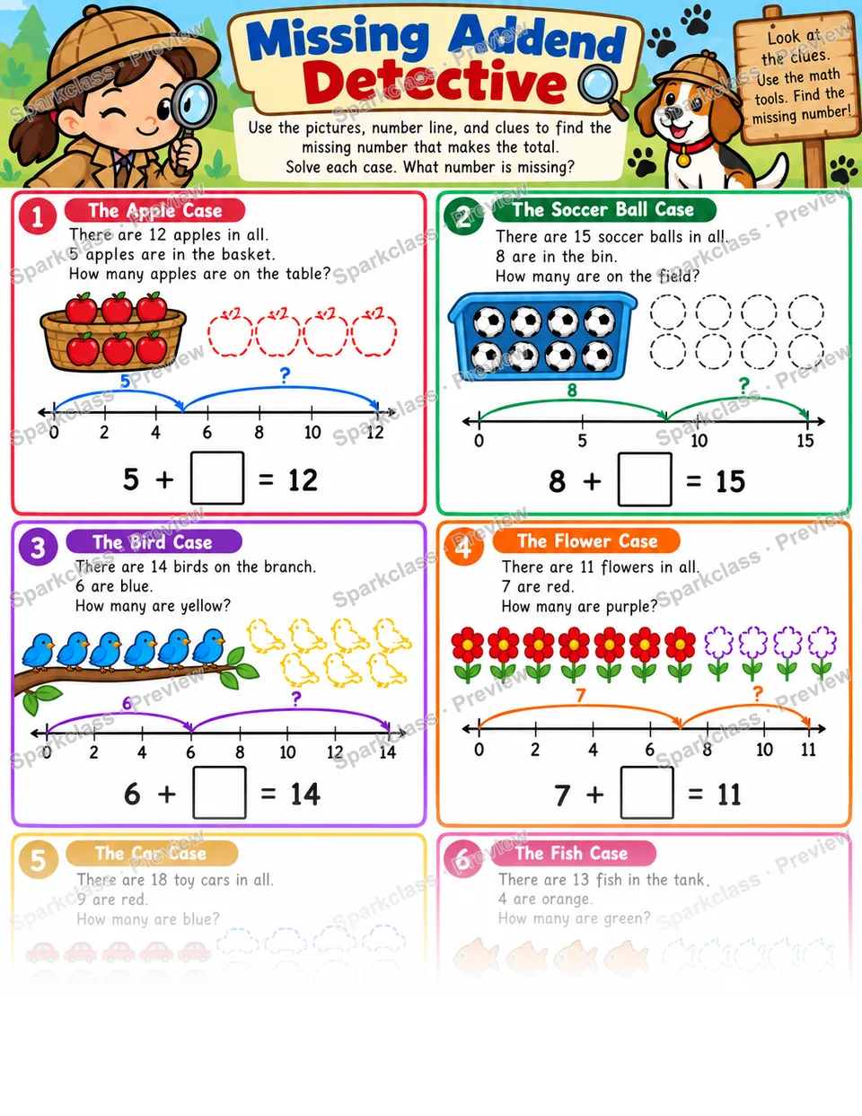 Mystery Addend Detective — Grade 1 worksheet preview