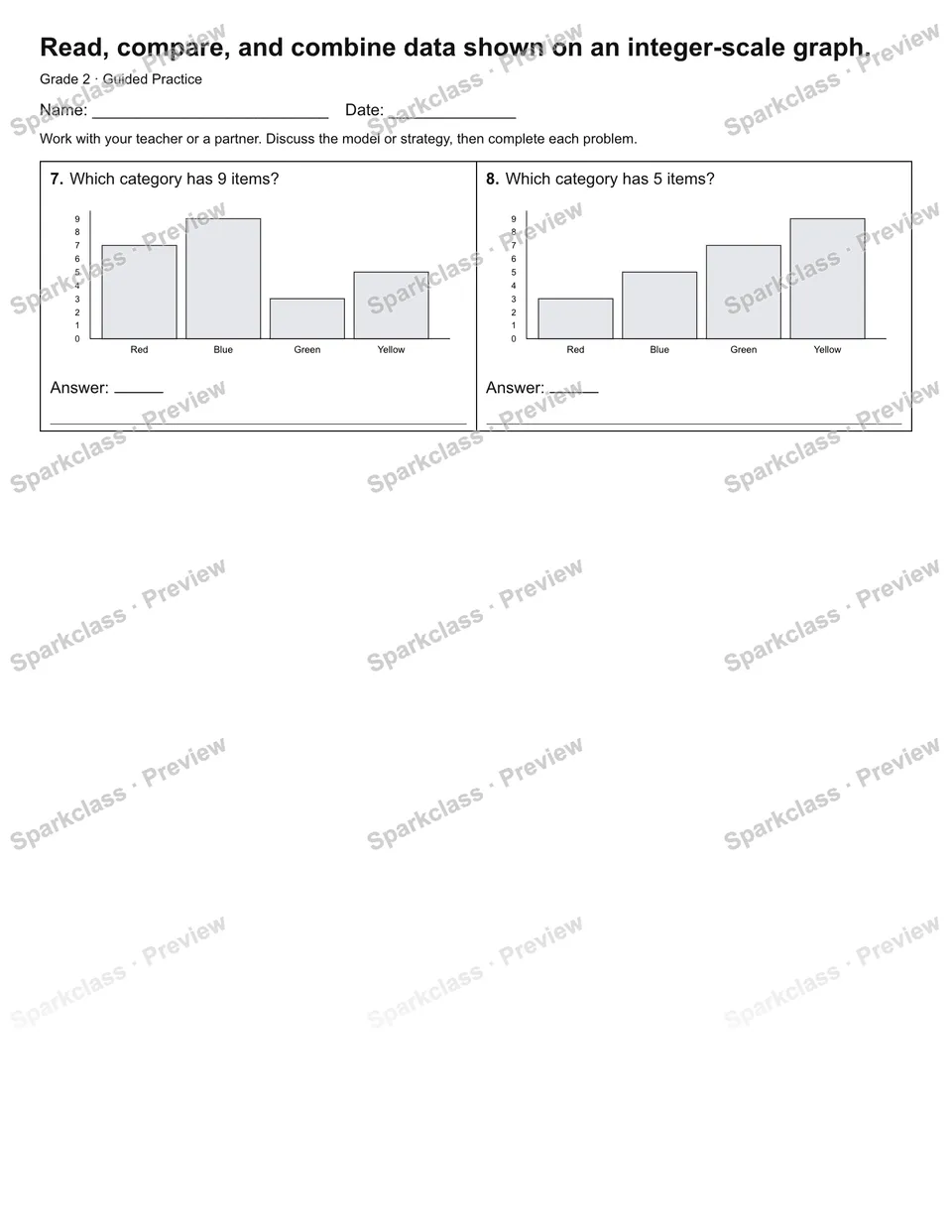 Read, compare, and combine data shown on an integer-scale graph. — Guided Practice — page 2
