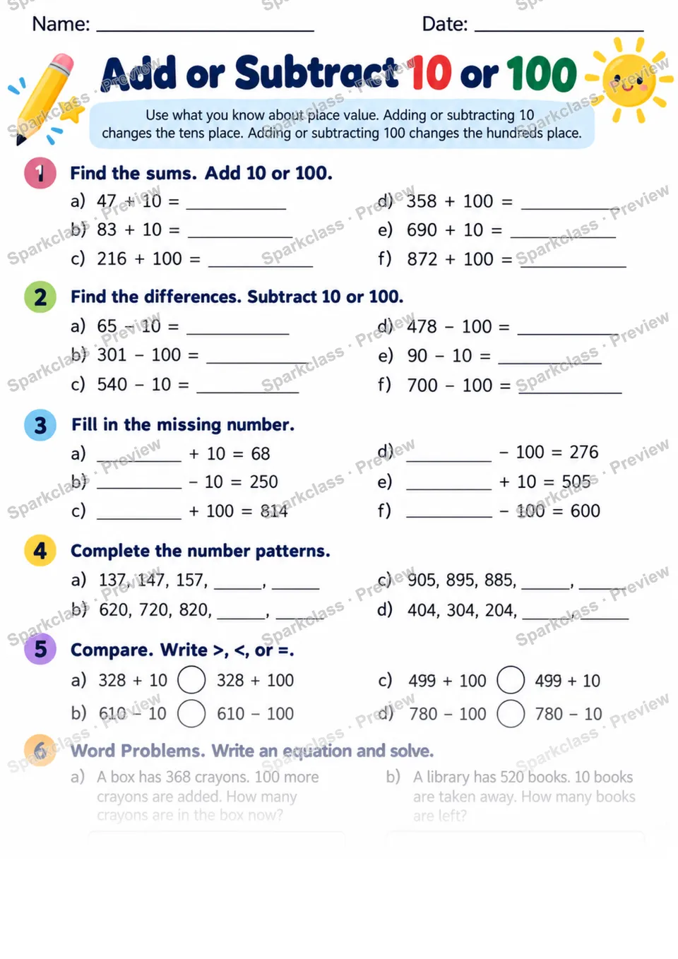 2.NBT.B.8 · Mental Add Subtract — Grade 2 worksheet preview