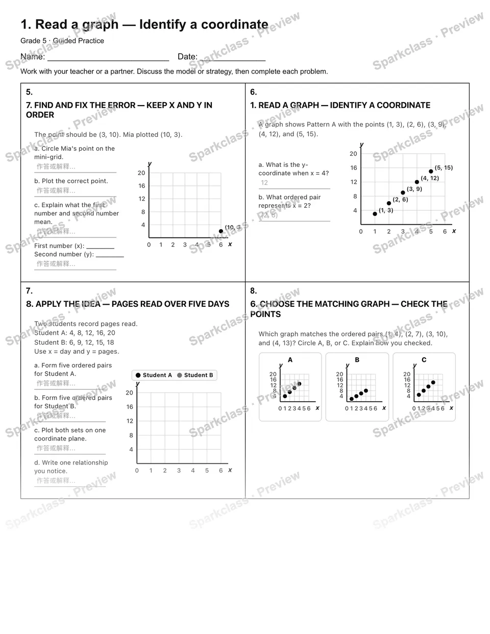 1. Read a graph — Identify a coordinate — Guided Practice — page 2