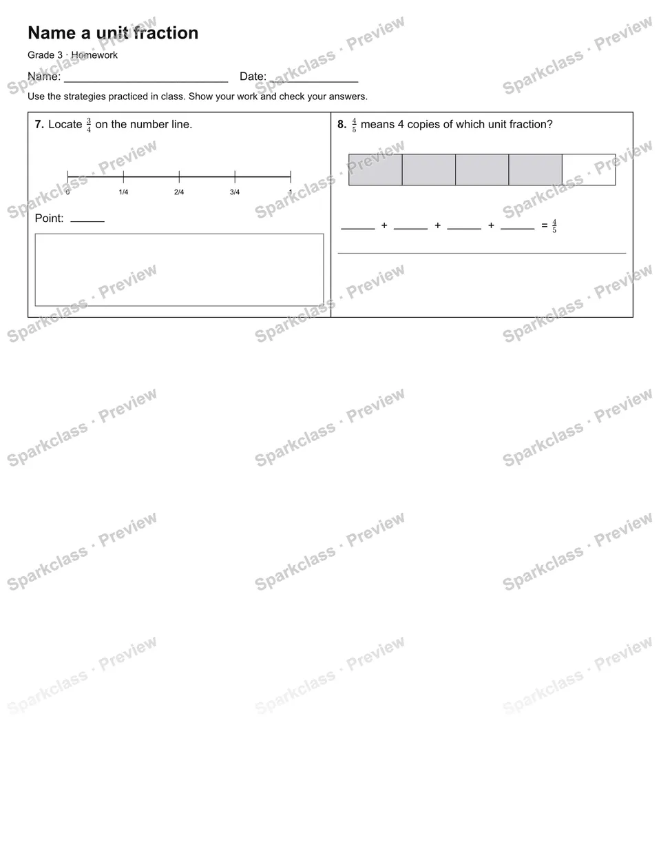 Name a unit fraction — Homework — page 2