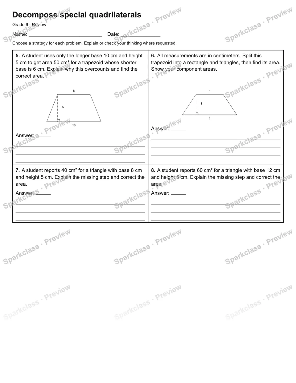 Decompose special quadrilaterals — Review — page 2