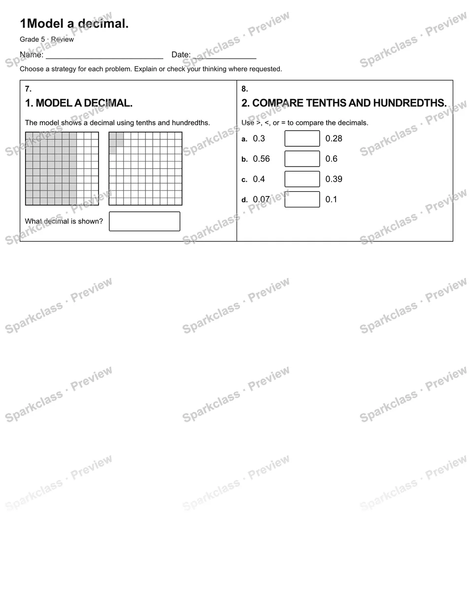 1Model a decimal. — Review — page 2
