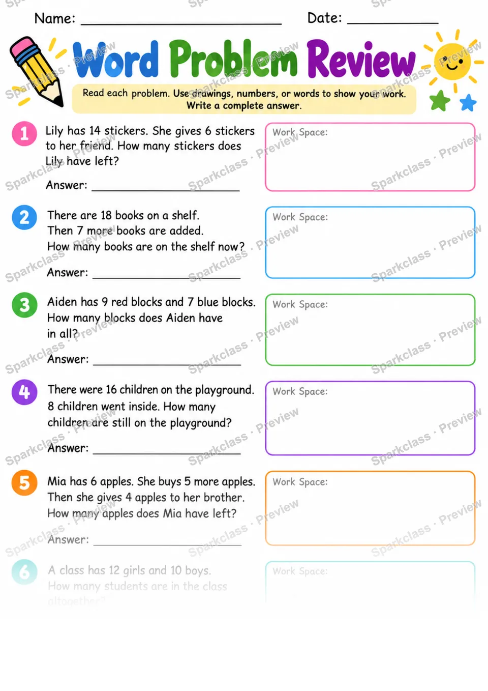 2.OA.A.1 · Word Problem Review — Grade 2 worksheet preview