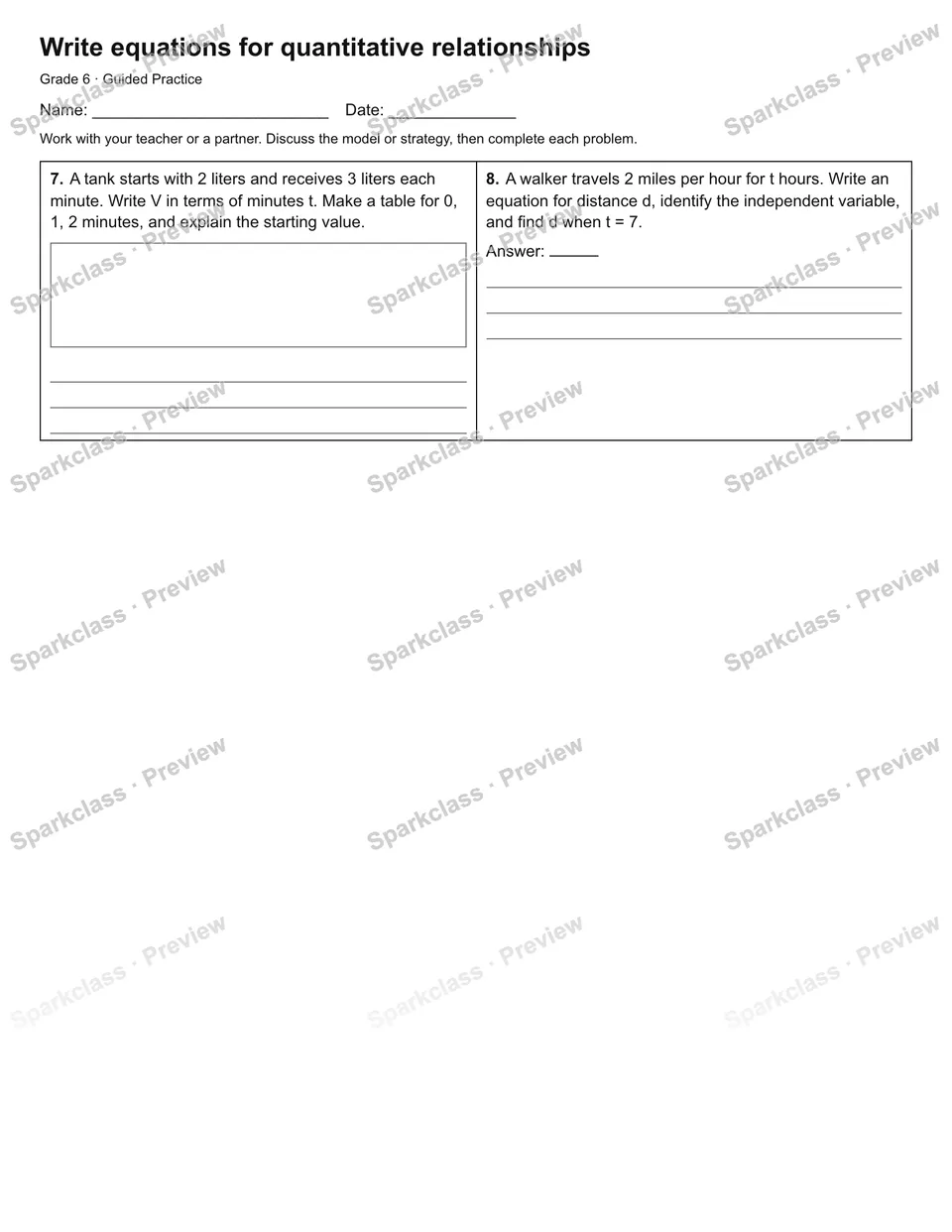 Write equations for quantitative relationships — Guided Practice — page 2
