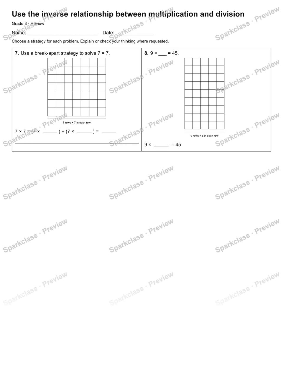 Use the inverse relationship between multiplication and division — Review — page 2