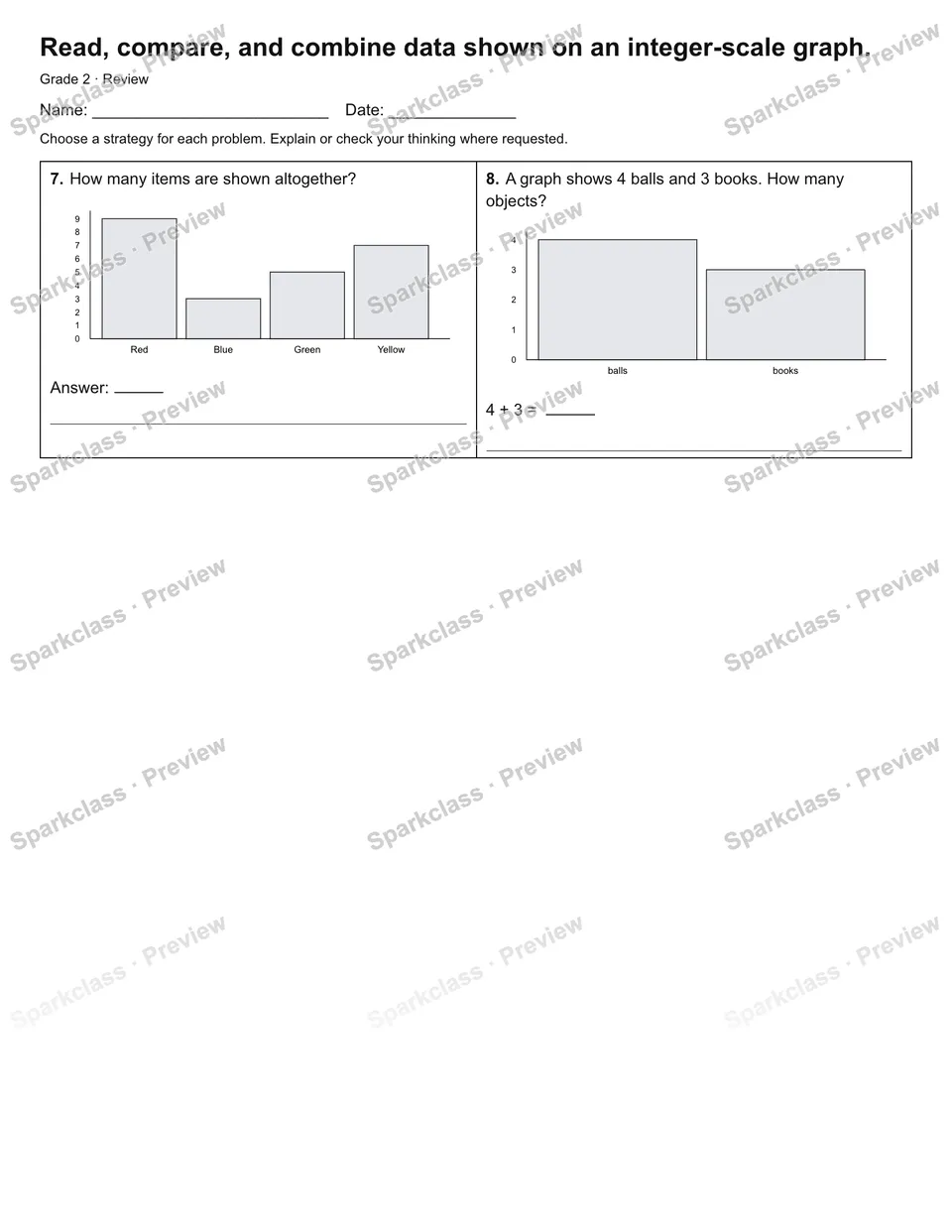 Read, compare, and combine data shown on an integer-scale graph. — Review — page 2