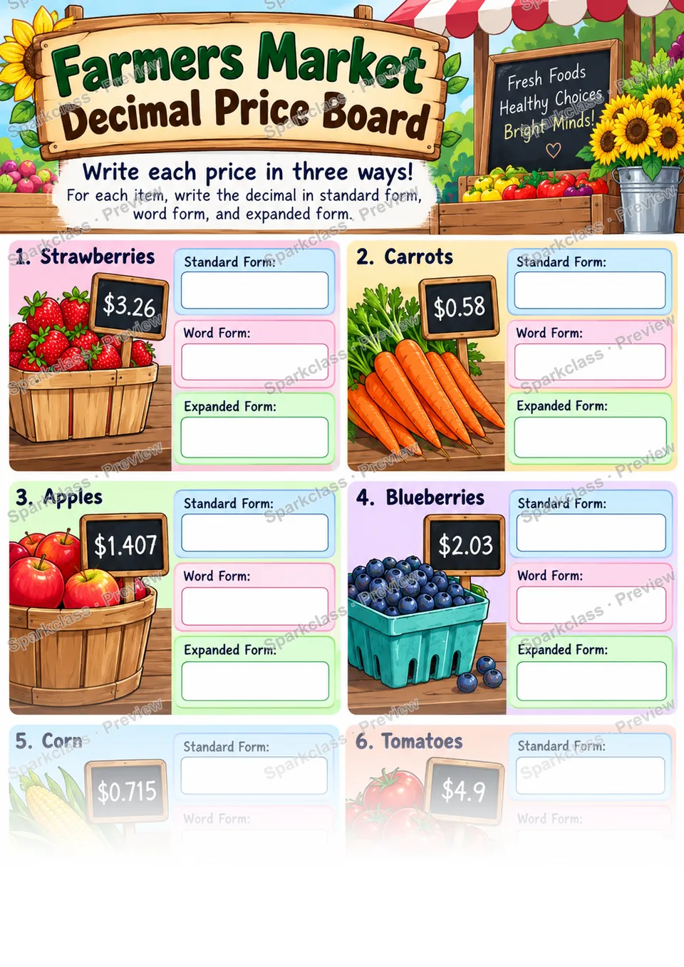 Expanded and Standard Decimal Forms — Grade 5 worksheet preview