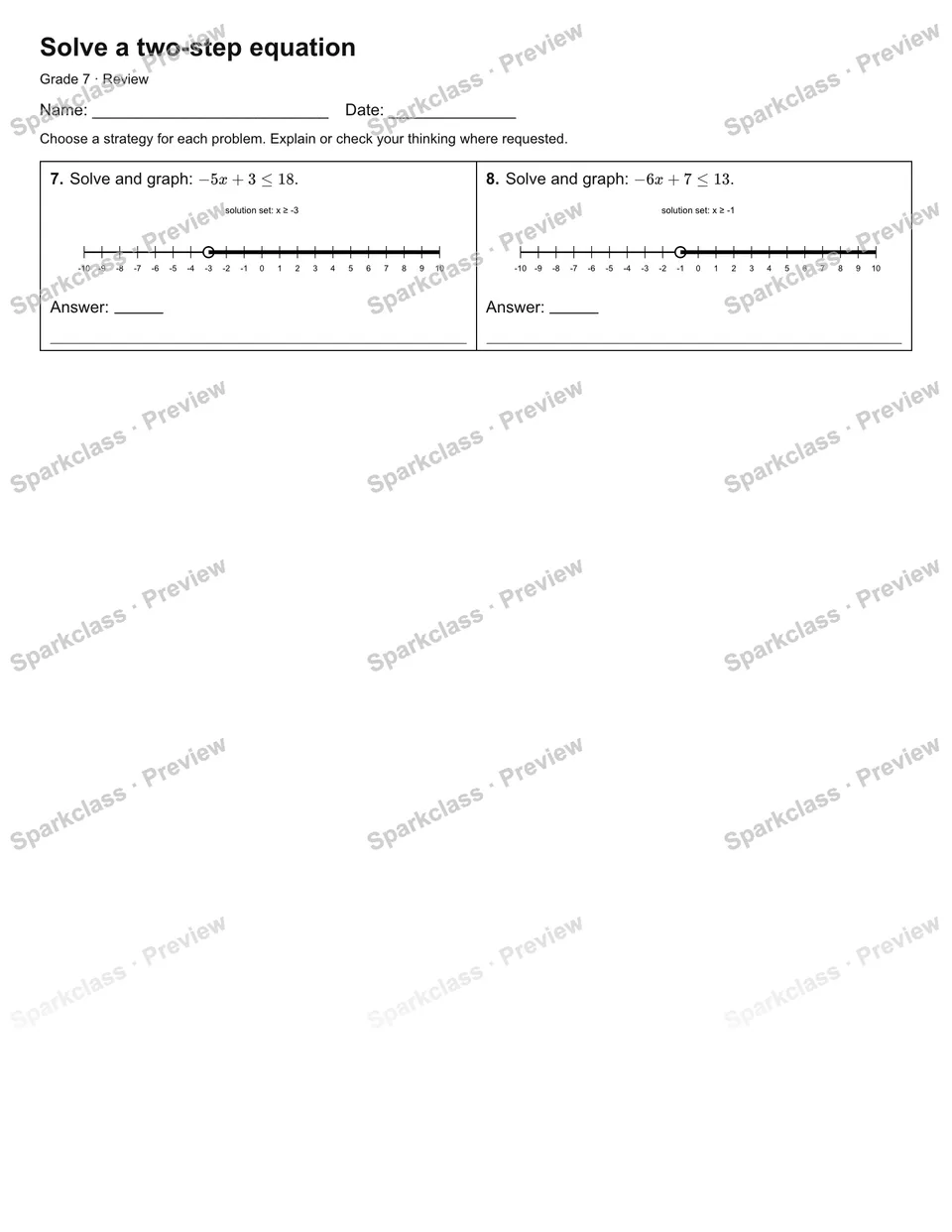 Solve a two-step equation — Review — page 2