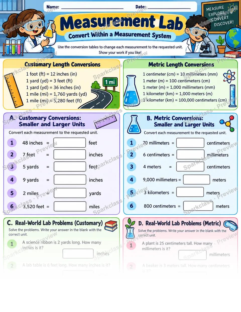 Unit Conversion · Science Lab — Grade 5 worksheet preview