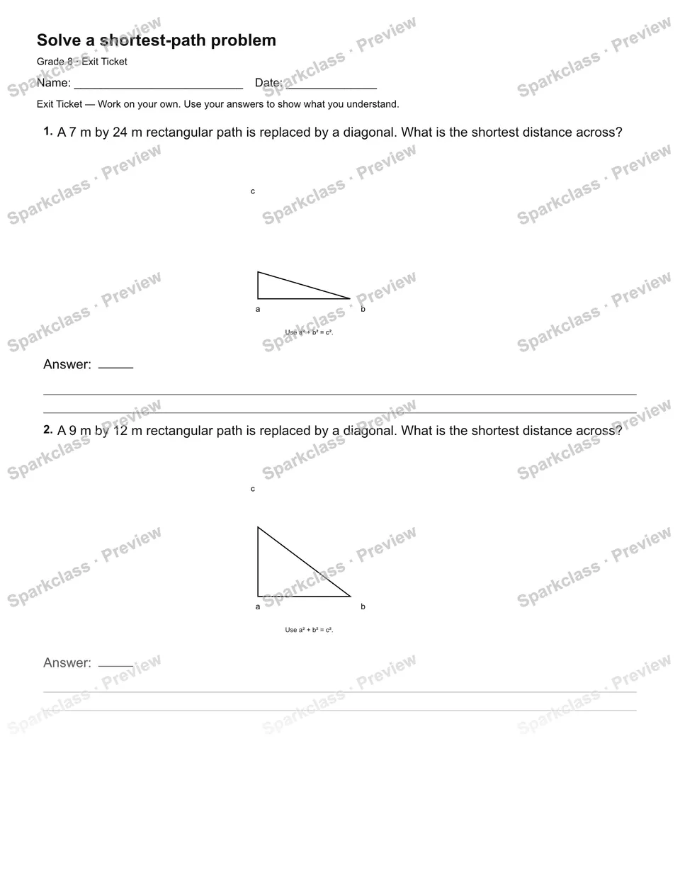 Solve a shortest-path problem — Exit Ticket — page 2