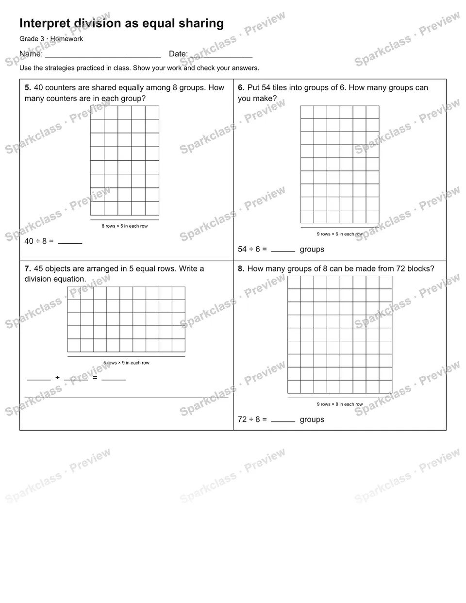 Interpret division as equal sharing — Homework — page 2