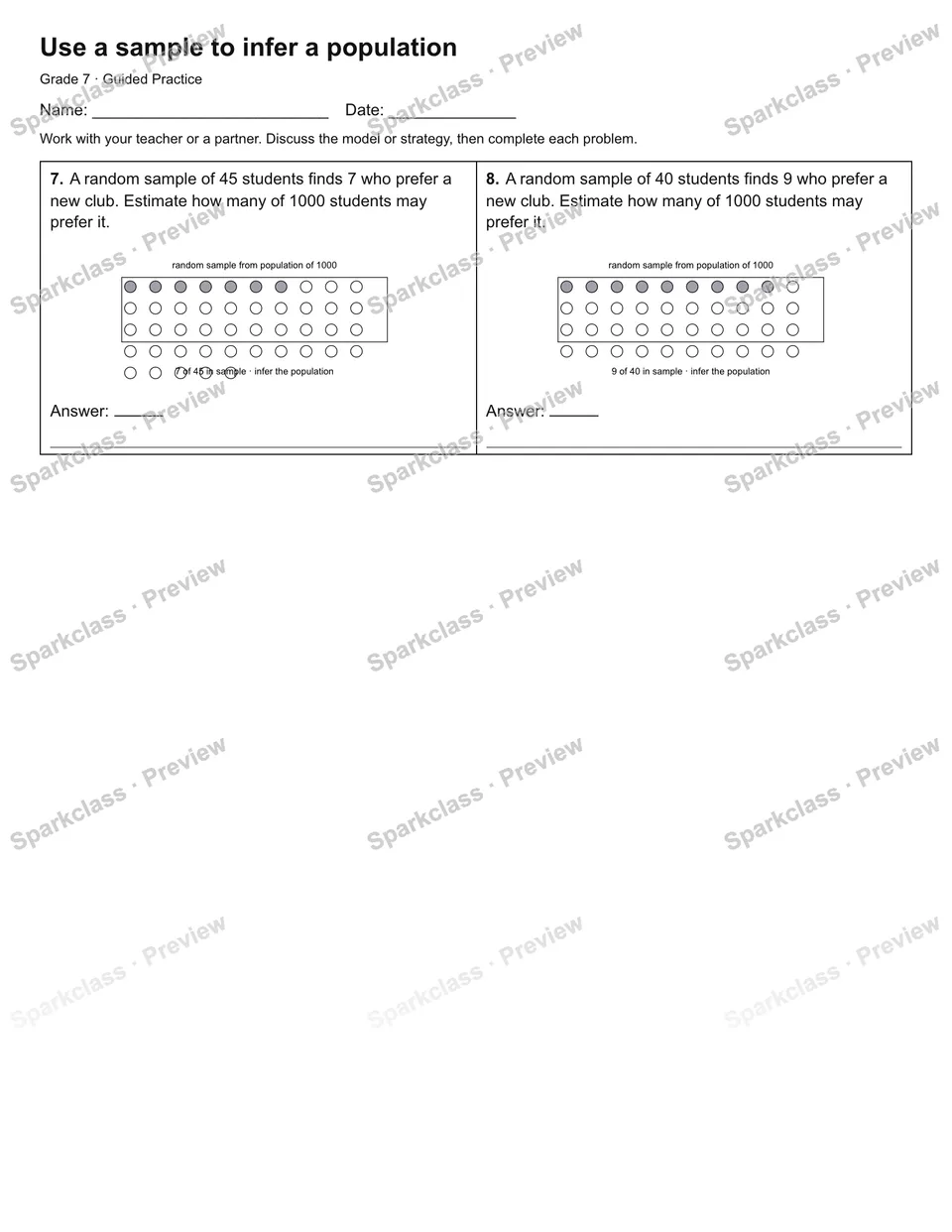 Use a sample to infer a population — Guided Practice — page 2