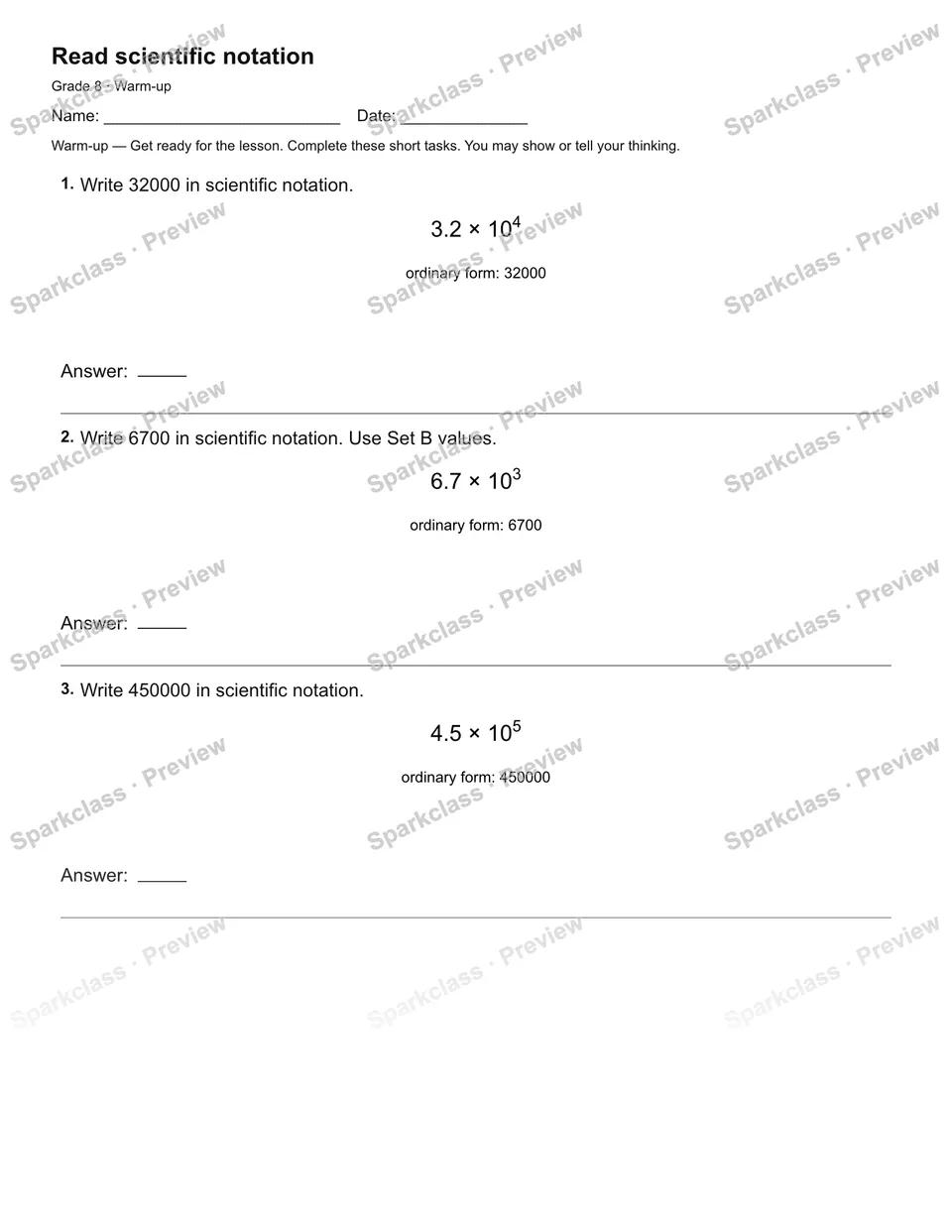 Read scientific notation — Warm-up — page 2