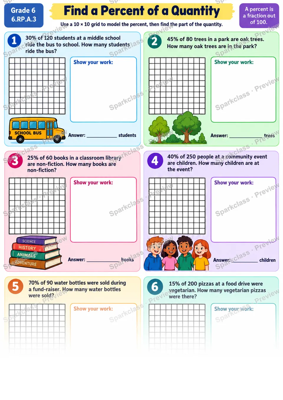 Percent Of Quantity — Grade 6 worksheet preview