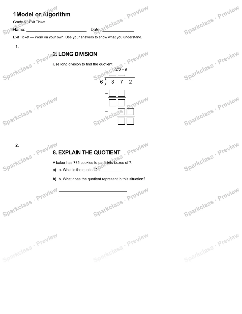 1Model or Algorithm — Exit Ticket — page 2