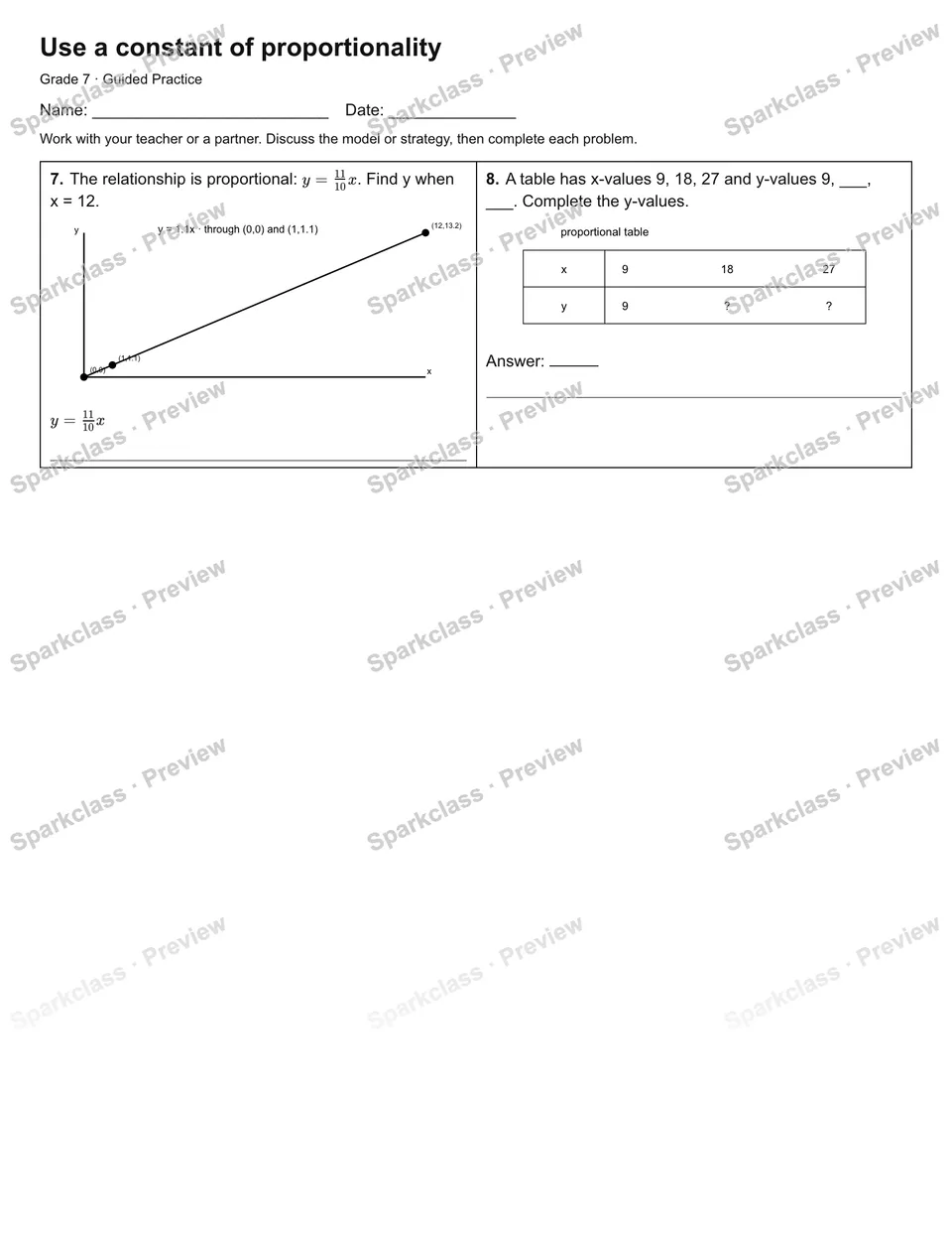 Use a constant of proportionality — Guided Practice — page 2