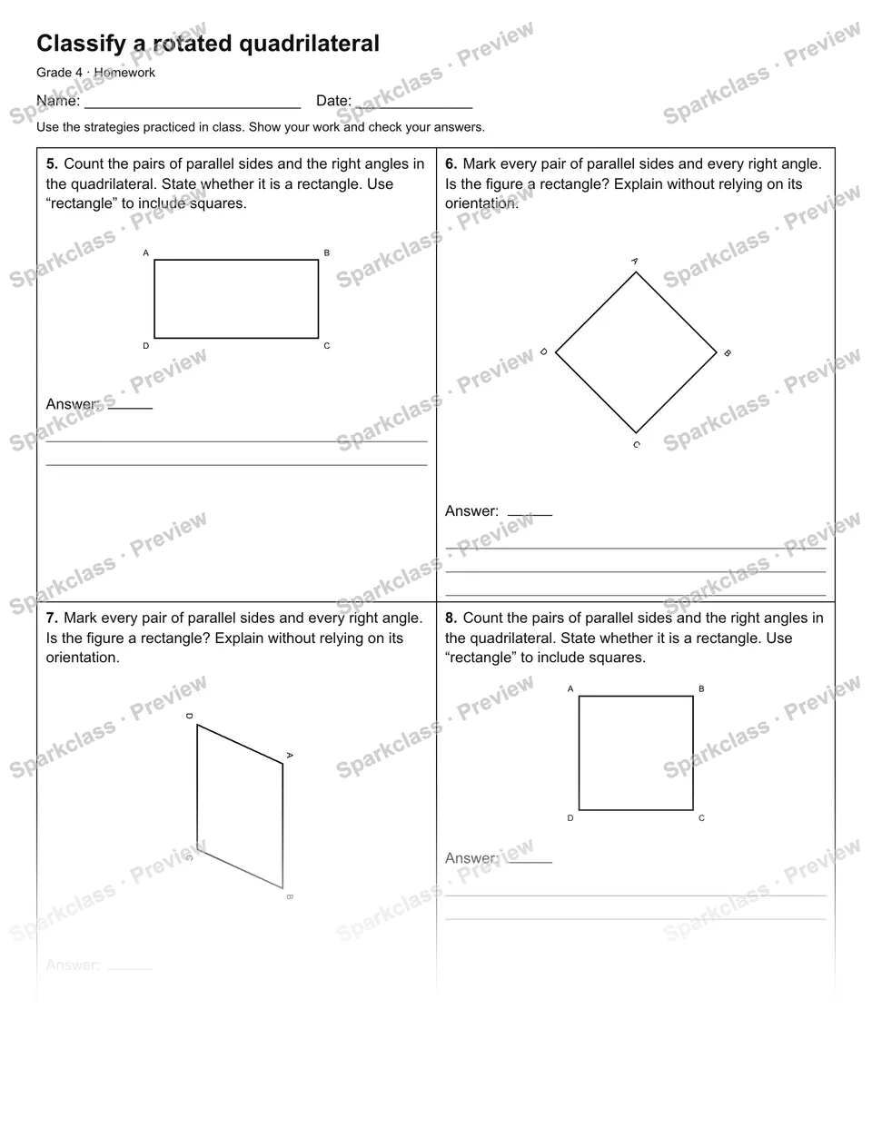 Classify a rotated quadrilateral — Homework — page 2