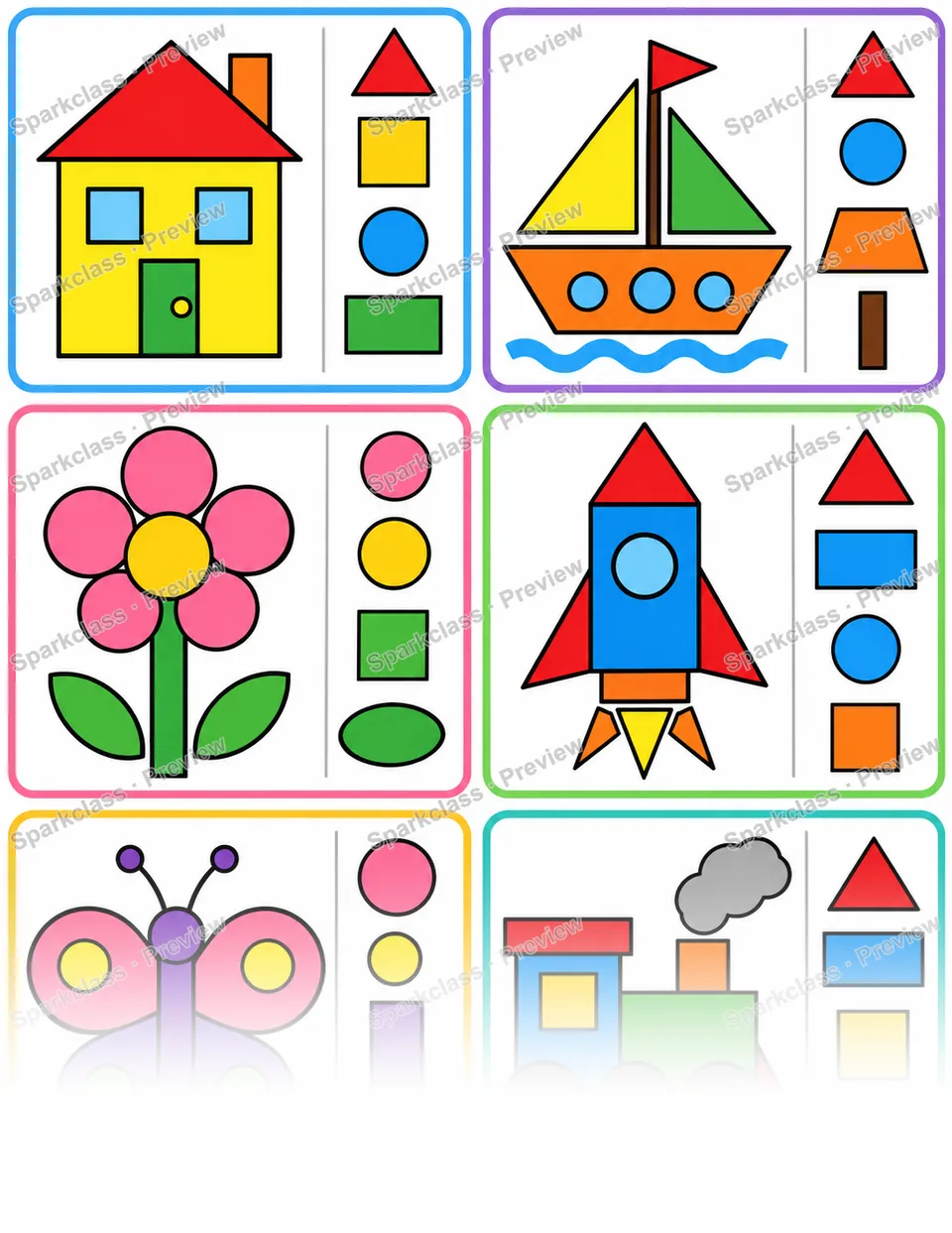 Basic Puzzle Workshop · Shape Parts — Kindergarten worksheet preview