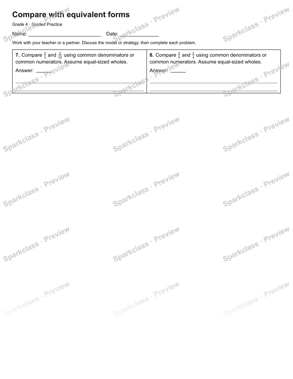 Compare with equivalent forms — Guided Practice — page 2