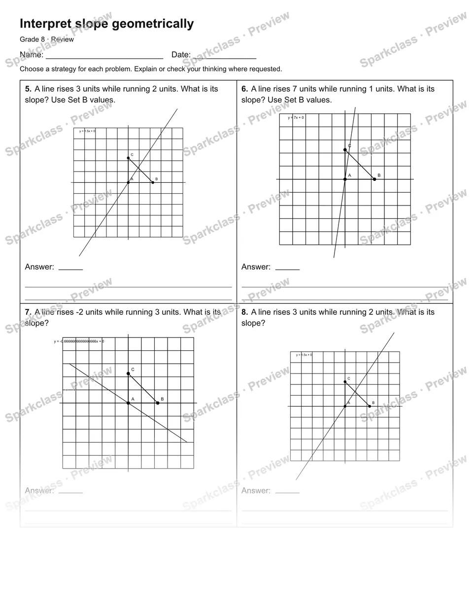 Interpret slope geometrically — Review — page 2